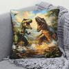 1pc Epic Dinosaur Battle Pattern Pillowcase, Soft And Comfortable Polyester Short Plush Fabric, Single-Sided Printing, Multi-Size Selection: 45.72X45.