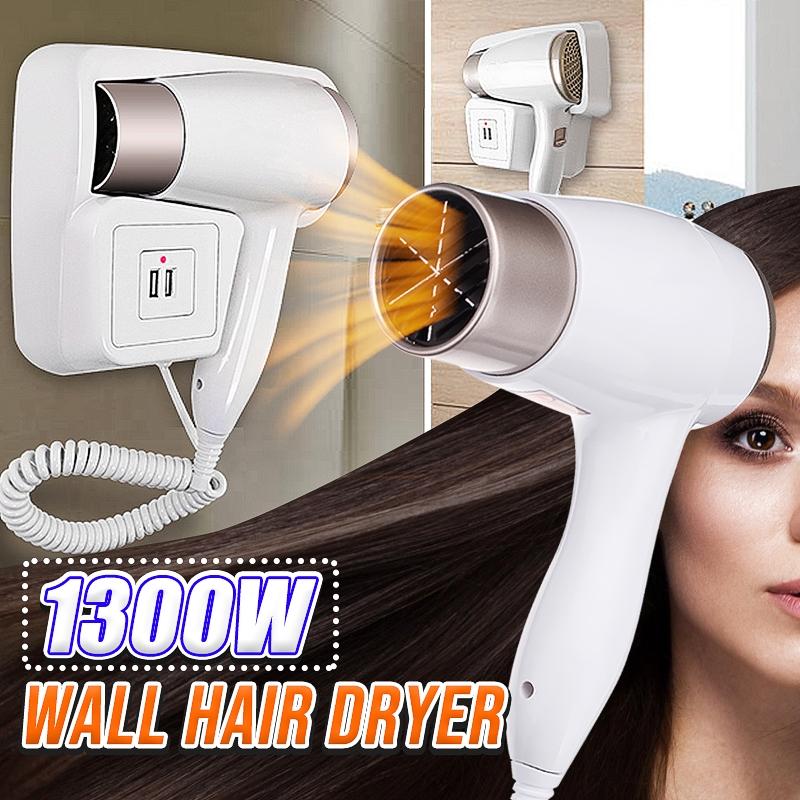 

Новый регулируемый 2-режимный USB-разъем настенного типа электрический держатель для фена для отеля, дома, ванной комнаты, салона