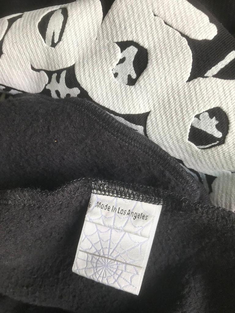 Sp5der Hög Version Spindelnätsmönstrad Huvtröja: Trendig amerikansk passform för män