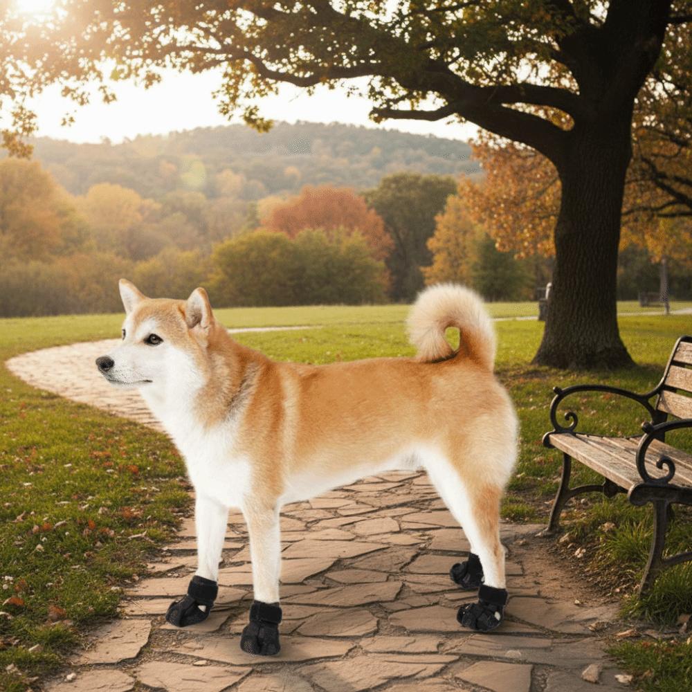 4pcs/set Adjustable Dog Anti-Slip Shoes Comfortable Self Adhesive Pet Foot Covers Breathable Wear-Resistant Dog Walking Shoes