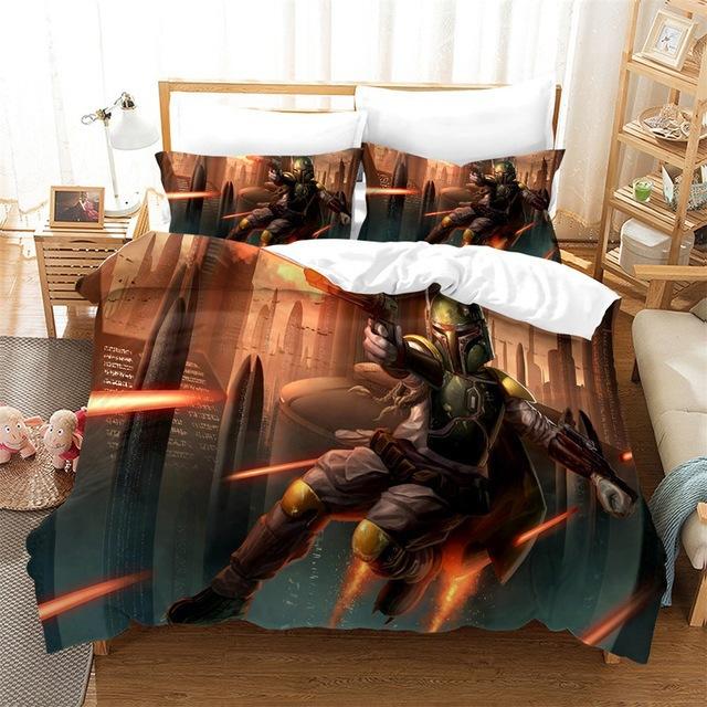 Juego de Ropa de Cama, Serie Mandalorian Tamaño Funda Nórdica de Tres Piezas