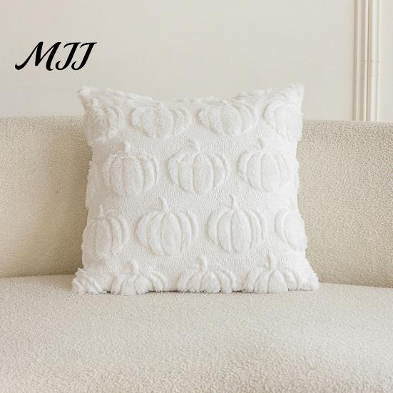 Fall Decor Pillow Case Pumpkin Pattern Pillowcase Solid Color Hide Zipper Soft Wool Pillowcases Velvet Halloween Cushion Cover Home Durable