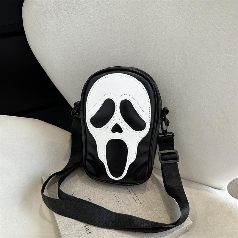 New Grimace Skull Messenger Bag Hip Hop Personality Creative Ghost Breast Bag Trendy Cool Couple Small Bag Mobile Phone Bag