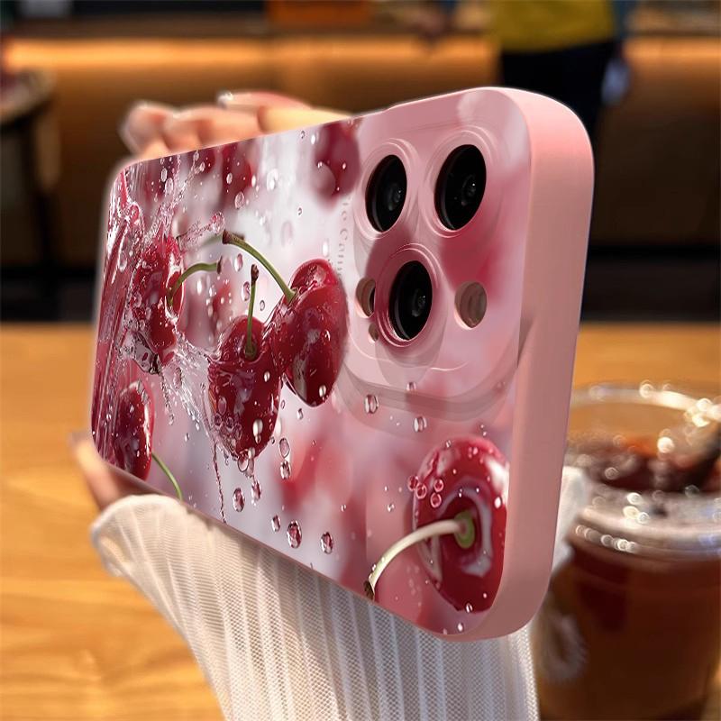 For iPhone 16 15 14 13 12 11 Pro Max Case Spray-proof Cherry Design Phone Cover For iPhone X XS Max XR 7 8 16 15 Plus SE2 Funda