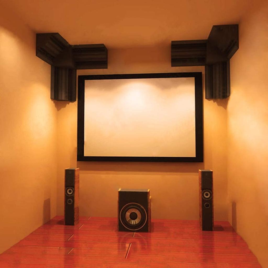 Arrowzoom 12-Piece Black Corner Bass Traps, 120 X 120 X 240 Mm, Acoustic Foam Sound Absorbing Material, Polyurethane Noise Reduction Coefficient