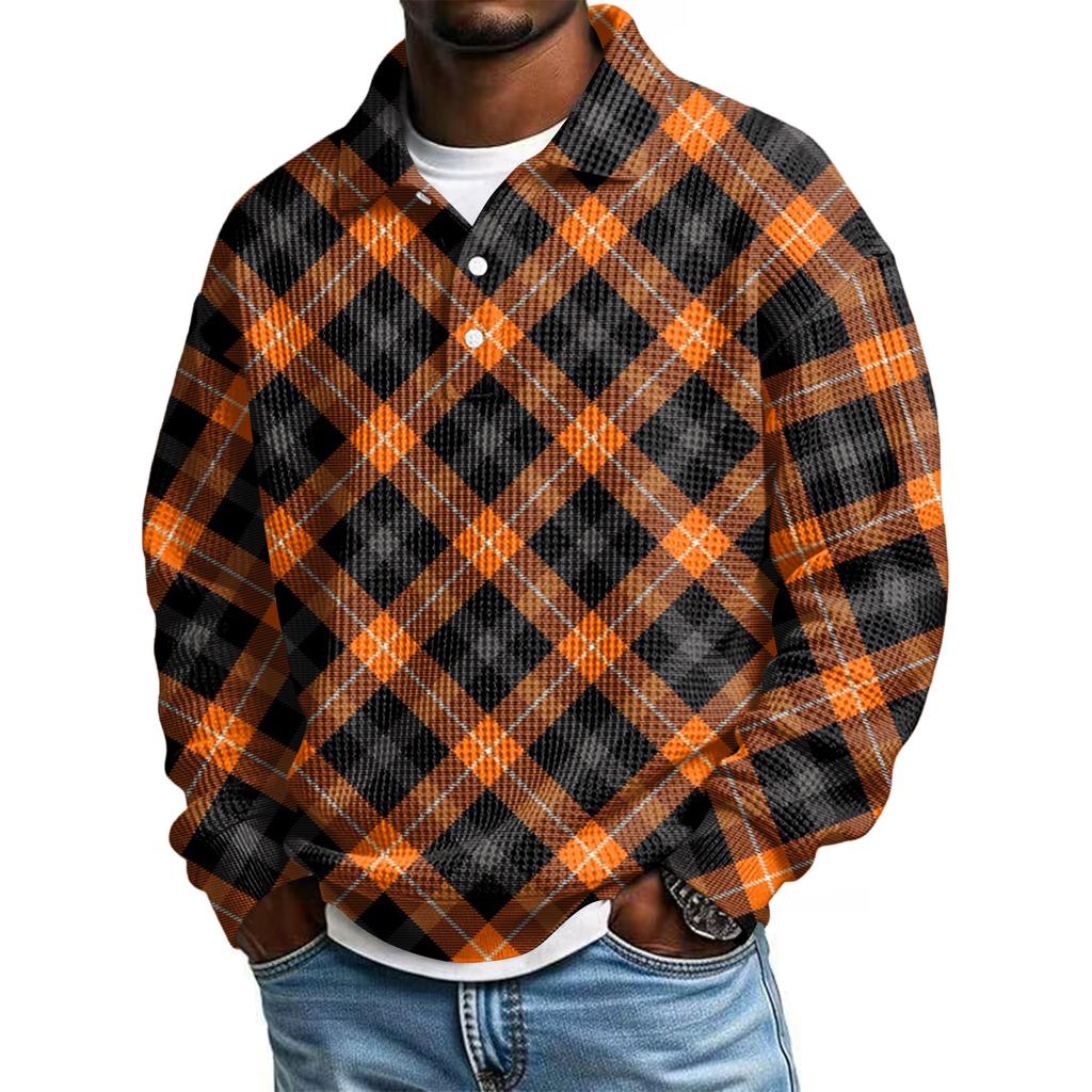 Men Casual Button Down Shirt Golf Pullover V Neck Stand Collar Fashion Fall Sweatshirt
