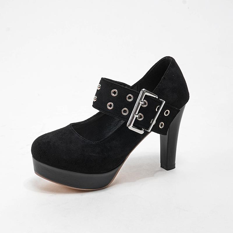 

Женские однотонные туфли на высоком каблуке весна-лето новые сексуальные европейский и американский стиль водонепроницаемая платформа толстый каблук большой размер туфли с низким верхом 36 чёрный
