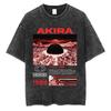 Washed Vintage Anime Akira T Shirts Japanese Science Fiction Cartoon Movie Shotaro Kaneda Tshirt Mens Manga Oversized Tshirts