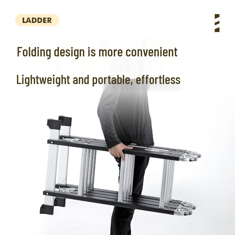 Portable Height-Adjustable Iron-Aluminum A-Frame Ladder with Telescopic Folding Design