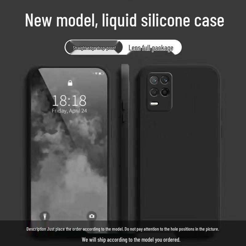 Realme Q3 Phone Case - Solid Color Rubik's Cube Liquid, Full Coverage, Drop Protection, Straight Edge Soft Case, New Model