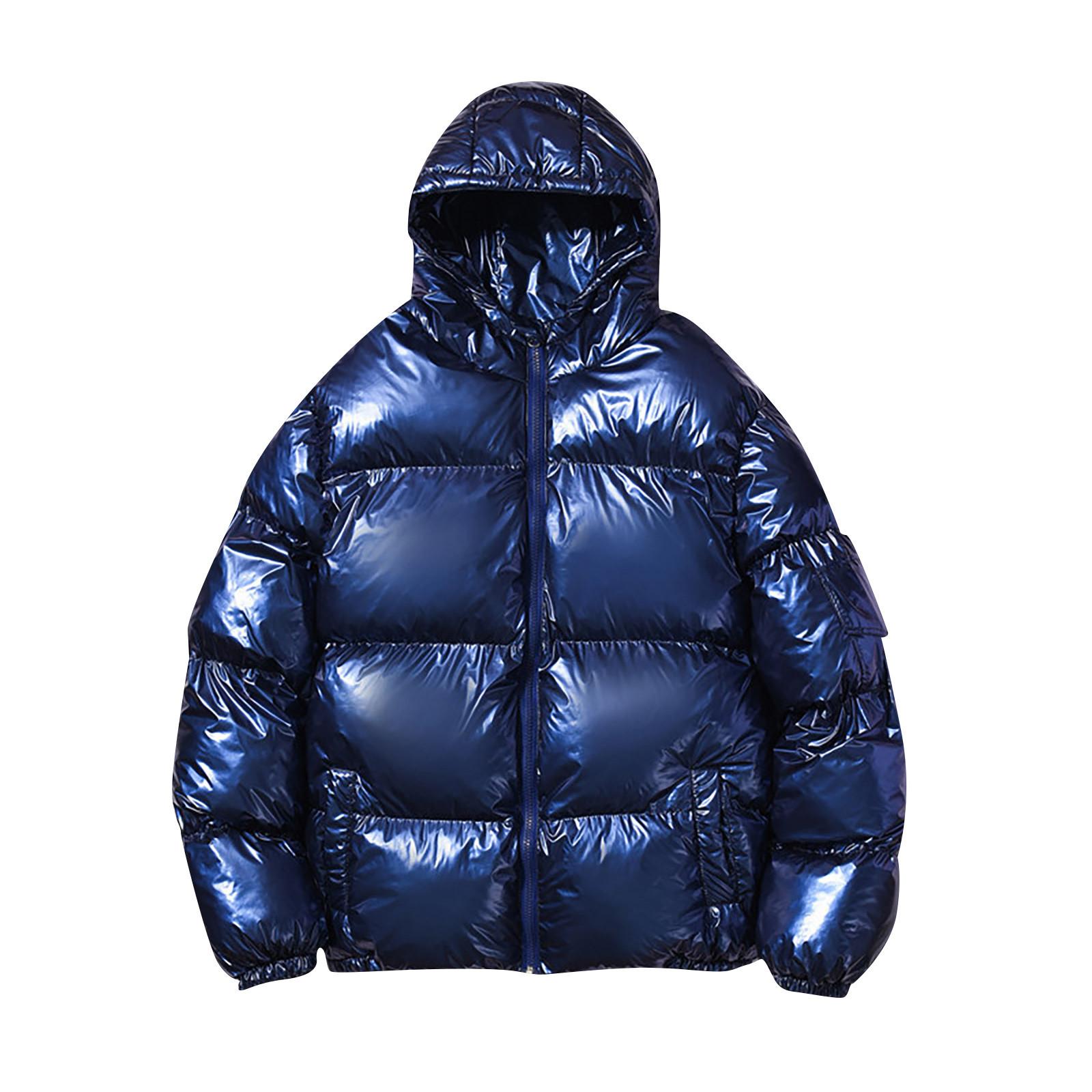 

Мужская пуховая куртка, теплая хлопковая одежда, свободное пальто, хлебный костюм, утепленное теплое пальто с капюшоном XL синий