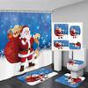 Funny Snowman Shower Curtain Set Xmas Ball Silver Pine Branches Gift Christmas Home Bathroom Decor Rug Bath Mat Toilet Lid Cover