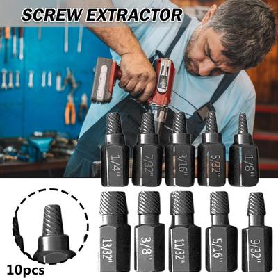 10pcs 1/8-13/32" Hex Head Screw Extractor  Upgrade Screw Bolt Extractor Set