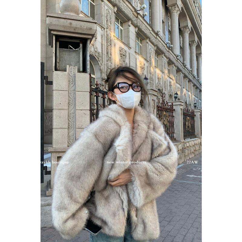 New Toka Imitation Fox Fur Coat Women's Medium and Long Temperament Large Lapel Loose Women's Coat
