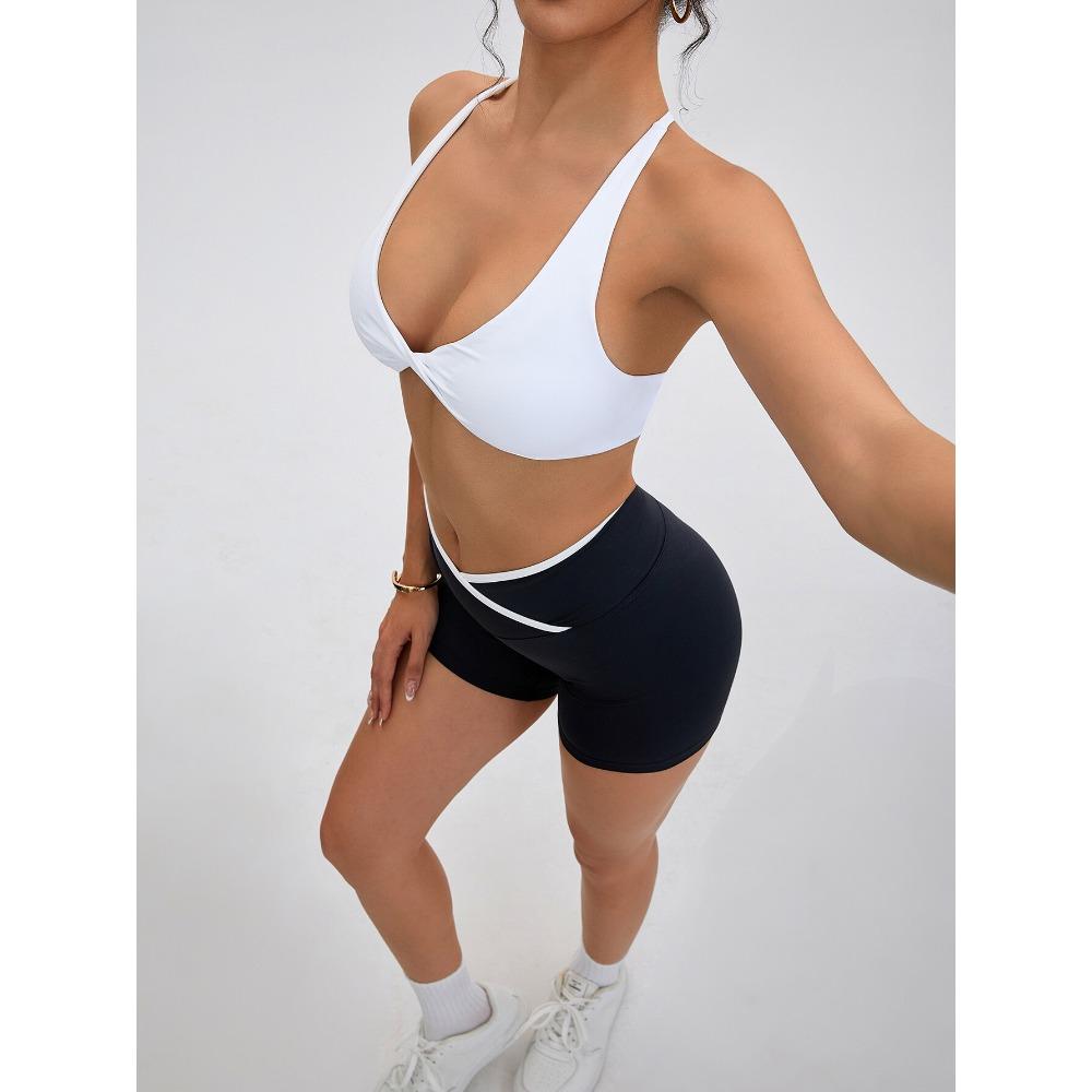 CHARMLEAKS Womens Seamless Sports Bra Twisted Chest Criss Cross Back Push Up Yoga Running Fitness Bra