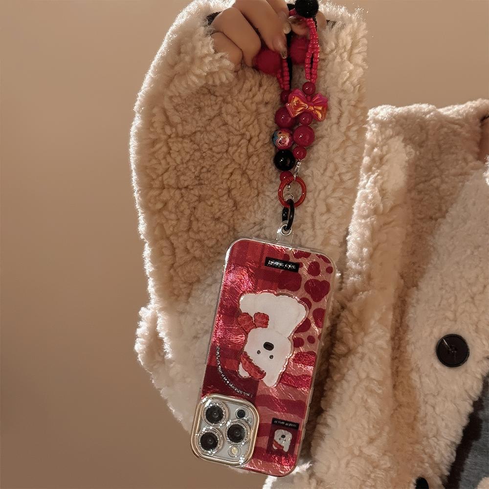 Red Plaid West Highland Style Phone Case for IPhone 17 Pro Max, Apple IPhone 16, 3D Cartoon High-quality Protective Case