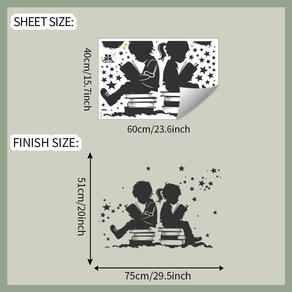 

Силуэт Маленького Мальчика и Девочки, Усердно Занимающихся, Наклейки для Украшения и Декорирования Стены в Кабинете