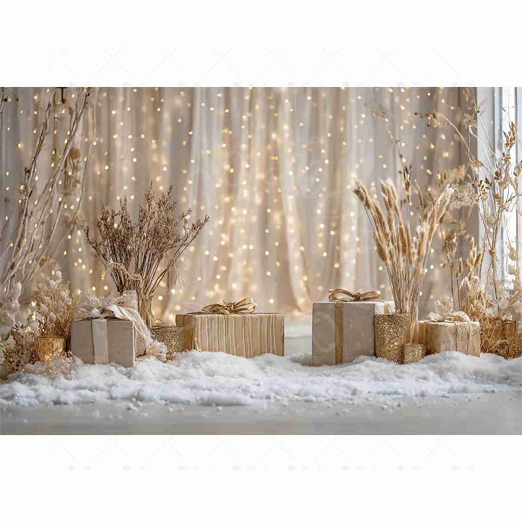 MOON.QG Curtains String Lights Photography Backdrop Studio Pampasgrass Christmas Boho Gifts Background Decor Studio Photozone