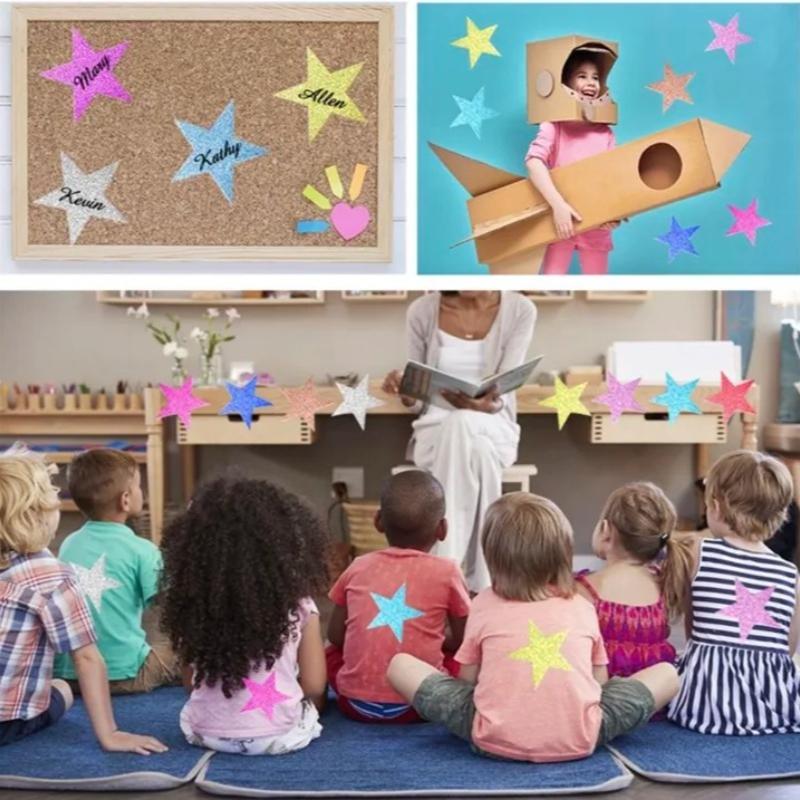 Shiny Five Pointed Star Eight Colors Paper Cuttings Stickers for Christmas Thanksgiving Wedding Room and Classroom Decoration