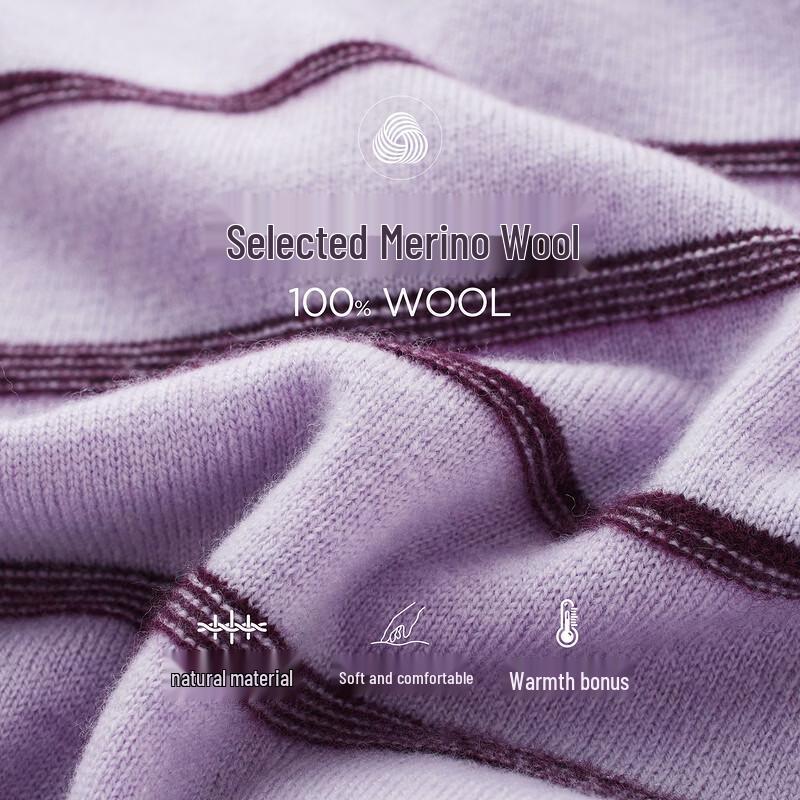 Kemonboka Women's Striped Doll Collar Wool Sweater