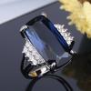 Fashion Jewelry Princess Jewelry Square Diamond Crystal Blue Zircon Ring Woman
