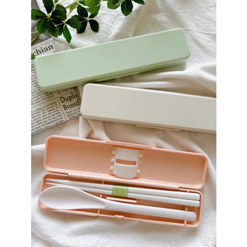 Skater Chopstick Spoon Combination Set 18cm Antibacterial Treated Lunch Box for Adults Comes with Silicone Cushion and Doesn't Make a Sound Made in Ja