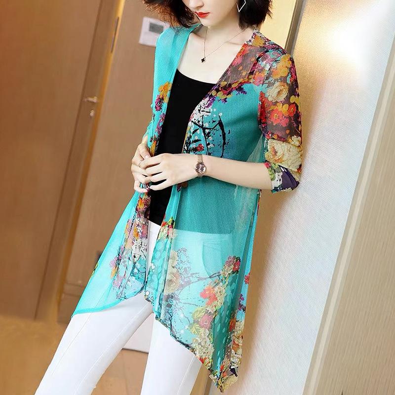 Seven Inch Sleeve Sun Protection Clothes for Women's Summer New Style Shawl Women's Thin Cardigan Paired with An Air-conditioned Shirt