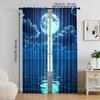 2Pcs Moon Pattern Curtains Rod Pocket Decorative Window Drapes Window Treatments For Bedroom Living Room Home Decoration Room