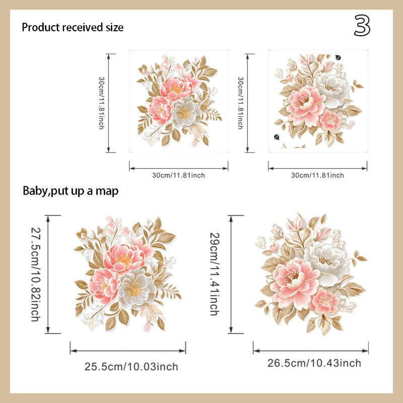 Flower Pattern Toilet Stickers Bathroom Decoration Stickers Decor Self-adhesive Wallpaper Removable PVC Waterproof Sticker