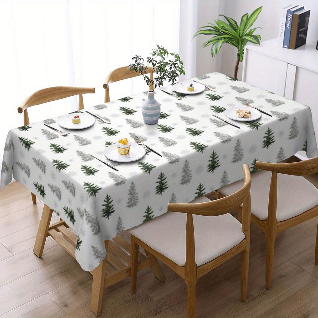 Merry Christmas Xmas Tree Waterproof Tablecloth Table Decor Winter Xmas Holiday Kitchen Dining Tablecloth Christmas Decorations
