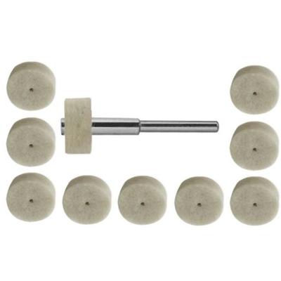 10 Pcs Wool Felt Polishing Buffing Round Wheel Tool + 1pcs Shank For Rotary