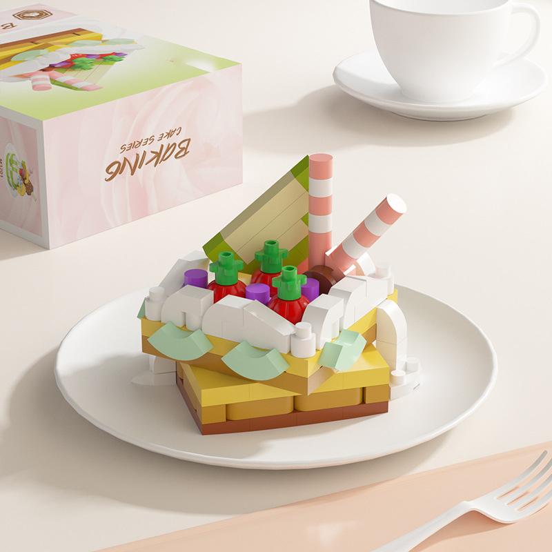 Mini Building Block Food Construction Set Bricks Toys for Children 8 Year Micro Bricks for Adults Birthday Gifts Cake Decoration