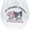 Sanrio "My Melody 50th Anniversary Kuromi 20th Anniversary" Juice Glass, Large, Round, Clear, Approx. 9 X 9 Cm, 350ml, Made In Japan, SAN4907-3