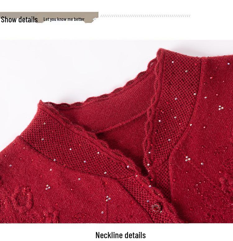 2026 Elegant Chinese-Style Wool Sweater for Moms: Autumn Knit Base Layer for Middle-Aged and Elderly Women