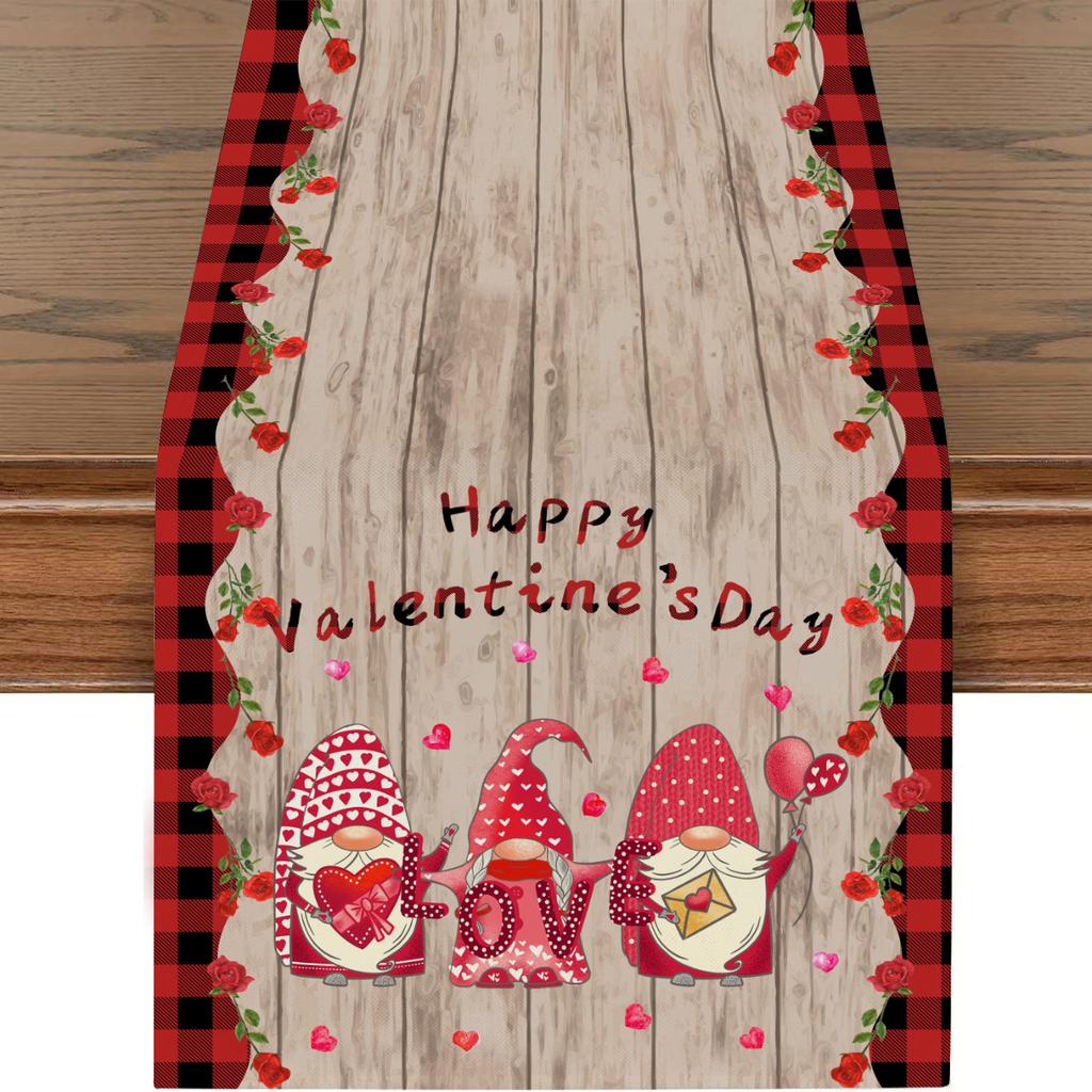 Amazon Valentine'S Day Table Flag Cartoon Cat Red Love Printed Tablecloth Restaurant Atmosphere Decoration
