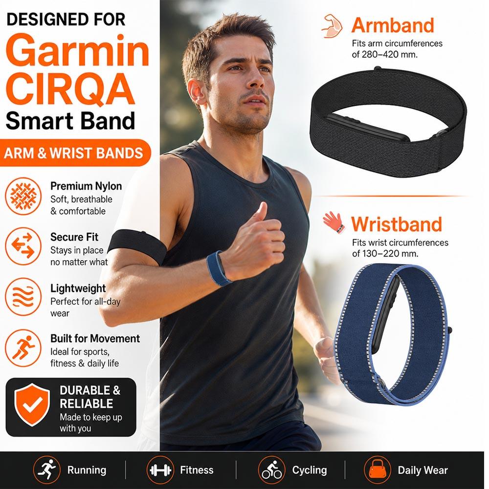 Nylonowy Pasek na Ramię/Nadgarstek do Garmin Cirqa Smart Band Regulowana Opaska Zamienna do Fitness Trackera Garmin CIRQA Akcesorium