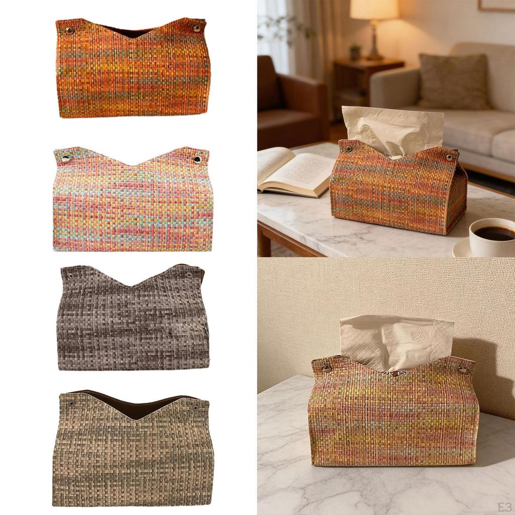 Tissue Box Cover Facial Paper Holder Napkin Organizer Dispenser PU Leather Holder, for