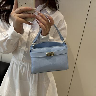 Solid Color Texture Crocodile Pattern Handbag Women's 2025 Summer New Casual Foreign Style One Shoulder Crossbody Small Square Bag