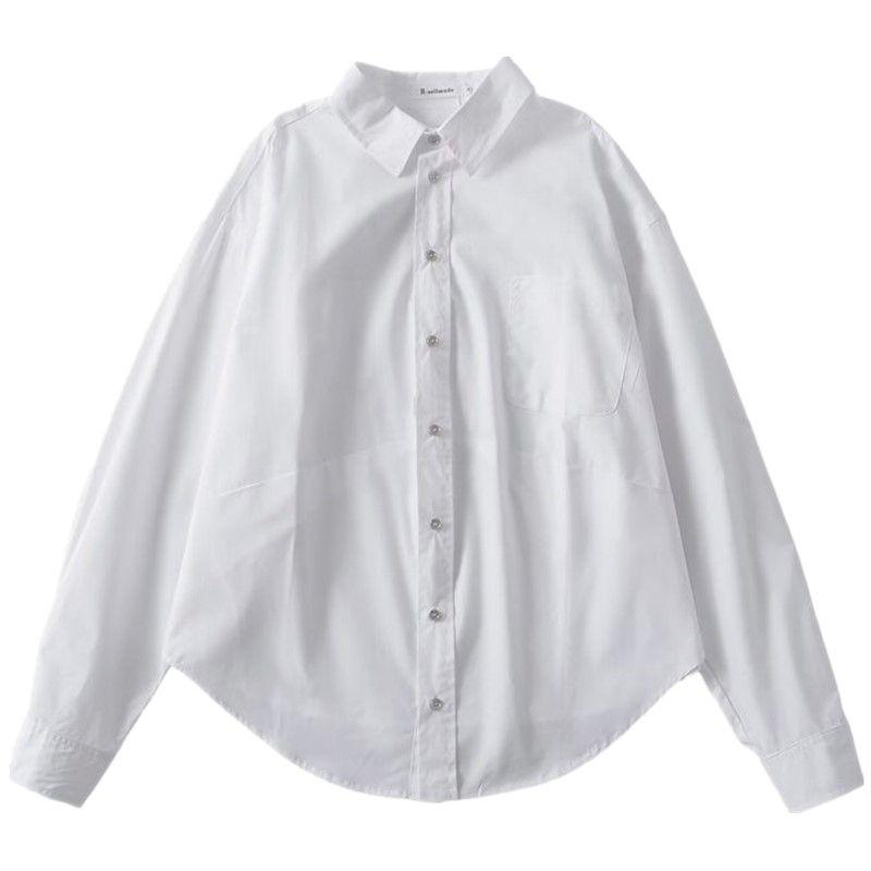 

Fashion Style 2023 Fall and Winter New Arrival Women s Clothing Elegant Slimming Versatile Long Sleeves Loose Front Length Back Short Shirt White M