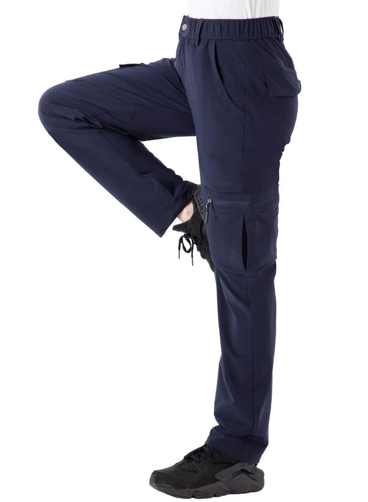 Gopune Women's Trekking Pants, Water-Repellent Quick-Dry Stretch Cargo Pants for Hiking, Golf, Camping, Fishing, UV-Cut Cooling Lightweight (Navy, L)