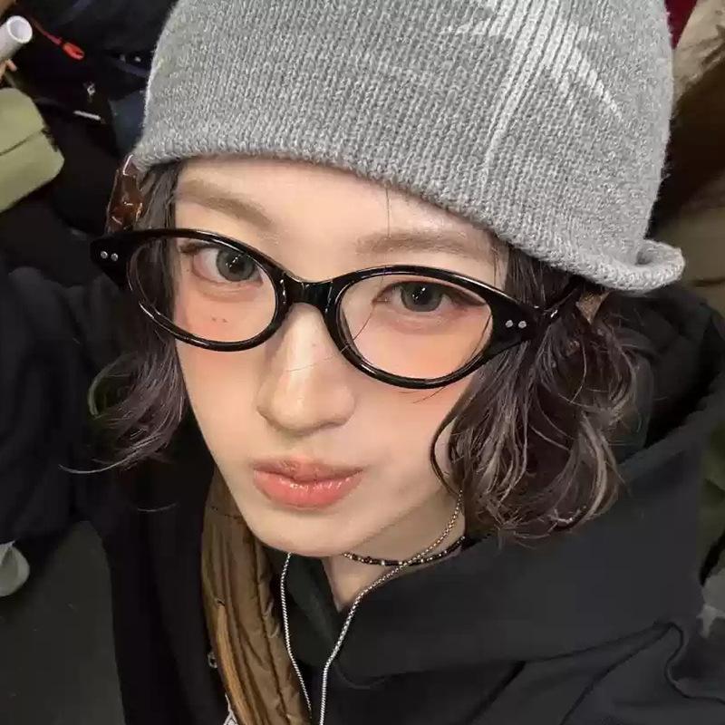 Ovale Form Computerbrille Koreanisch Stilvoll Blaulichtblockierend Herrenbrille Nieten Dekoration Damenbrille