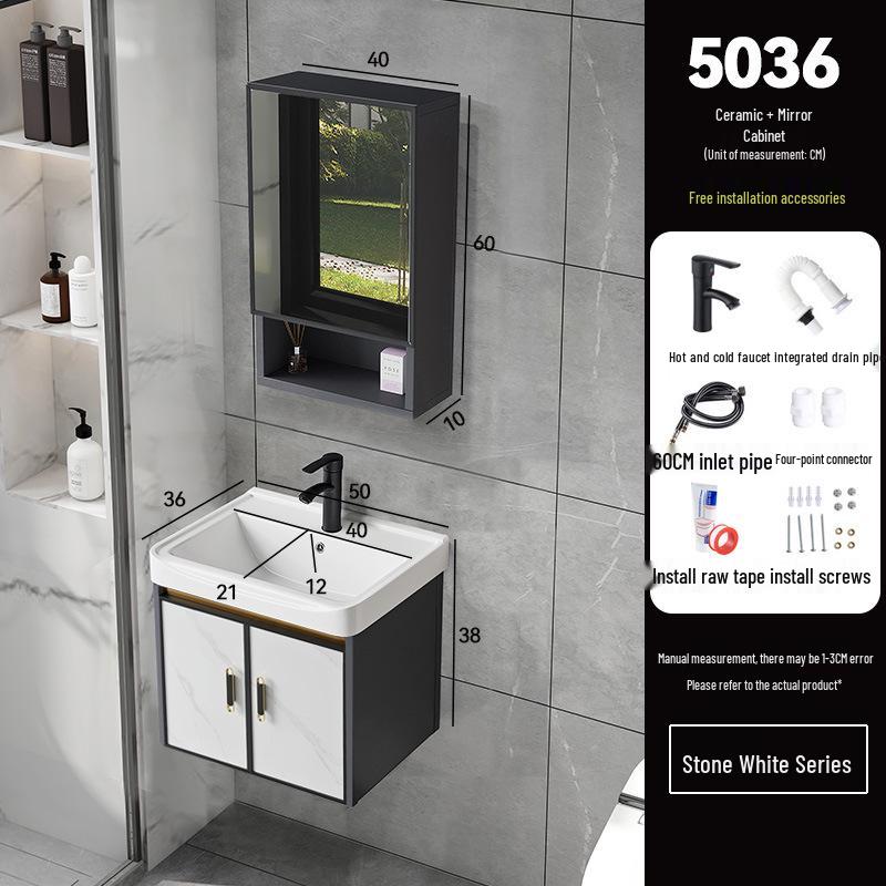 Luxury Space Aluminum Bathroom Vanity with Integrated Ceramic Basin for Compact Spaces