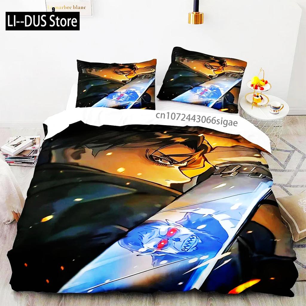 Anime Attack On Titan Logo Bedding Set Boys Girls Twin Queen King Size Duvet Cover Pillowcase Bed Boys Adult Home Textileextile