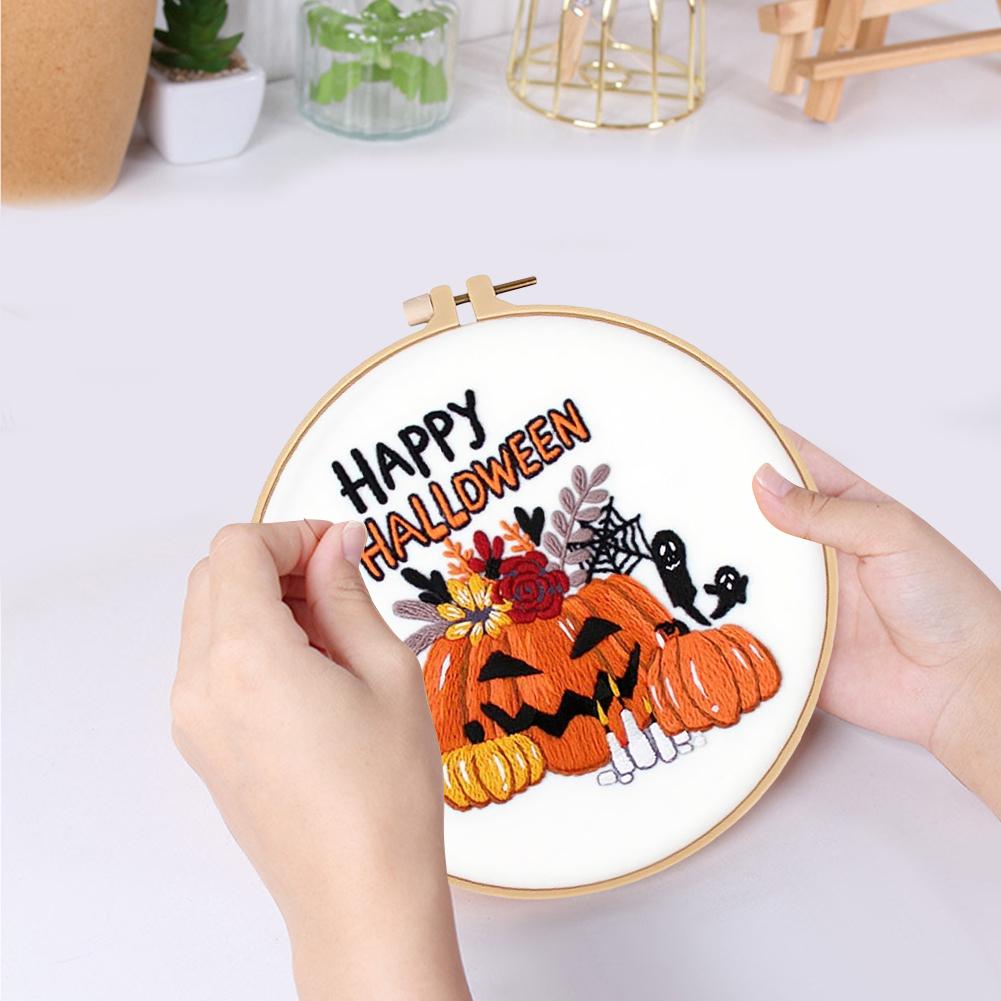 DIY Cross Stitch Kit with Needle Thread Instructions Cross Stitch Needlepoint Kit Halloween Embroidery Kit for Adults Beginner