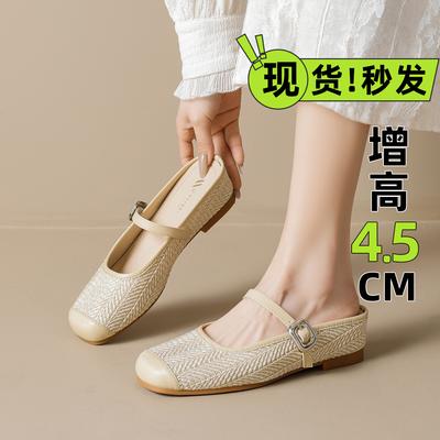 170-1 Half Slippers Women Wear Thick Soles And Increase The Height Inside, And The Word Bag Head With Mary Jane Cool Slippers.