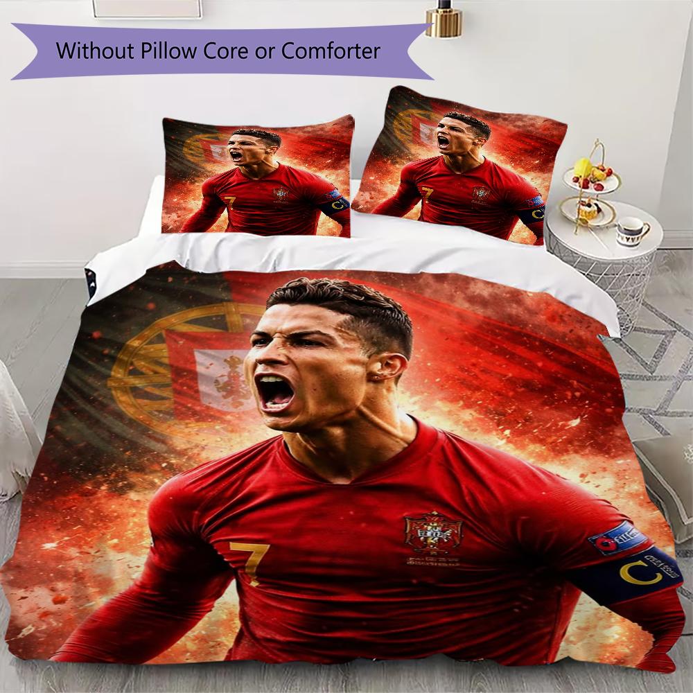Set Copripiumino con Modello C Ronaldo Copripiumino Federa Decorazione per la Casa Regalo di Compleanno (1 * copripiumino + 2 * federe senza imbottitura)