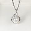 Twisted Branch Frame Round Pearl Pendant with Accent Stone Thin Chain Women Elegant Neck Jewelry