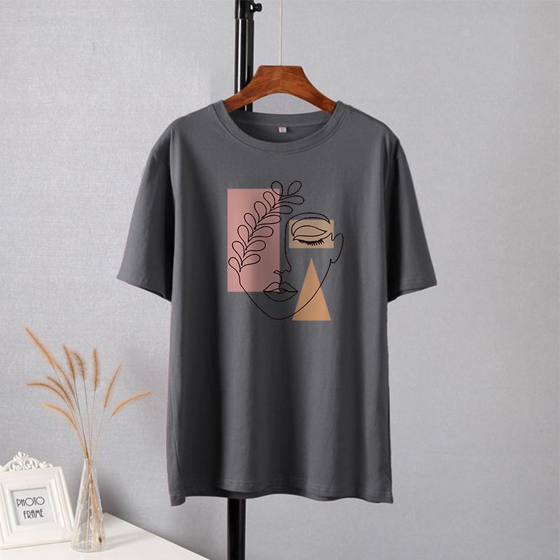 Shellsuning-Camiseta con estampado estético de gran tamaño para mujer, ropa de calle sencilla de manga corta a la moda, camisetas suaves, Tops artísticos básicos de algodón 100% para mujer