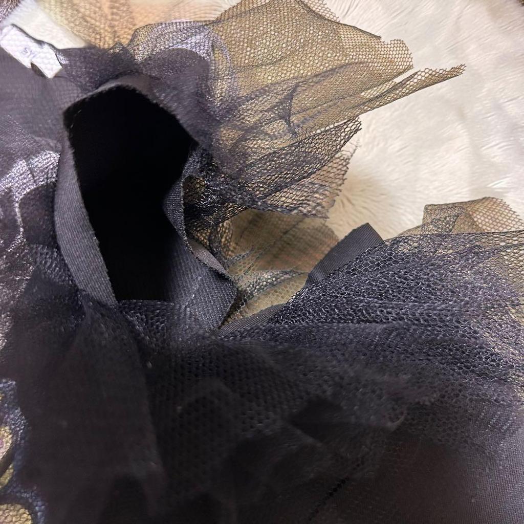 Used Y2K SYNAPSE FACTORY Graphic T-shirt Ruffle Lace Black