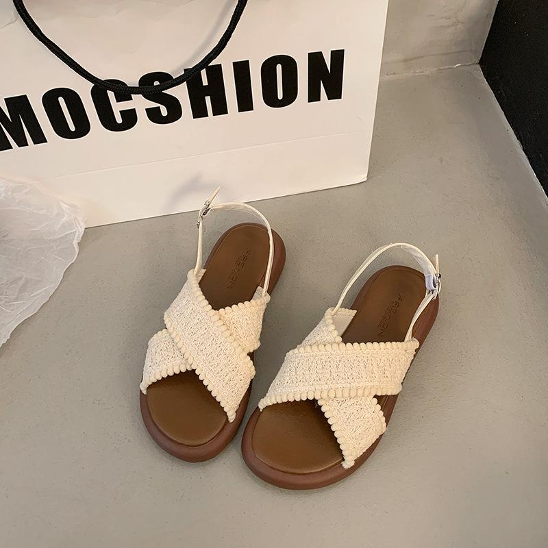 Flat sandals female summer wear new fairy style with skirt bohemian vacation seaside beach sandals